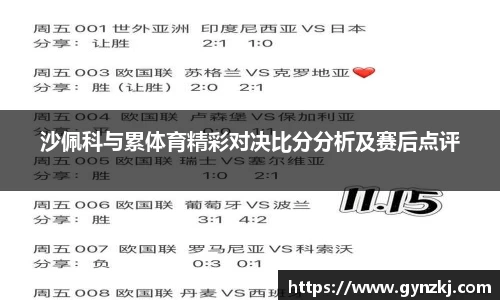 沙佩科与累体育精彩对决比分分析及赛后点评